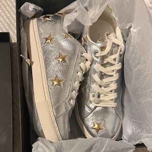 New Kurt Geiger London Silver and Gold Star Sneakers limited edition new in box